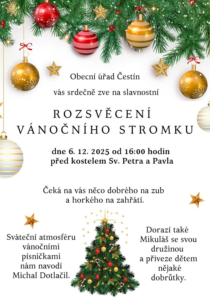 Rozsvícení stromečku a&nbsp;Mikuláš se&nbsp;svojí družinou DNE 6.12.2025